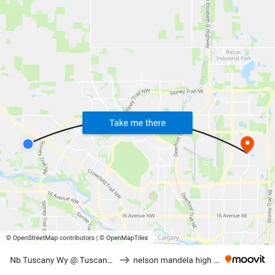 Nb Tuscany Wy @ Tuscany Dr NW to nelson mandela high school map