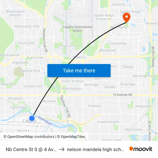 Nb Centre St S @ 4 Av S to nelson mandela high school map