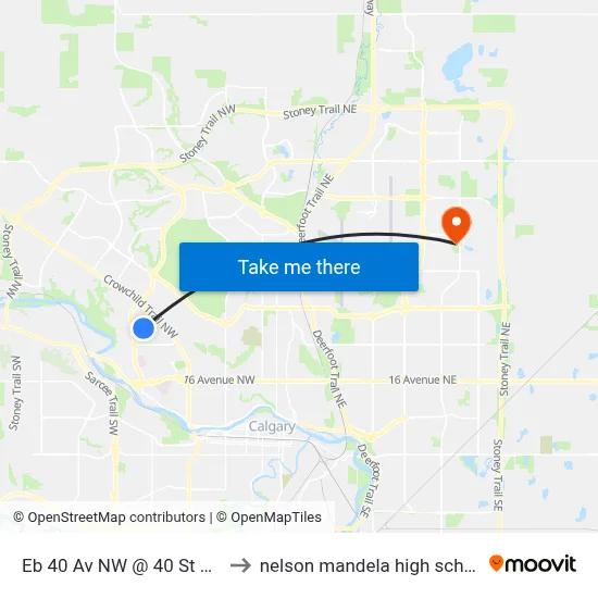 Eb 40 Av NW @ 40 St NW to nelson mandela high school map