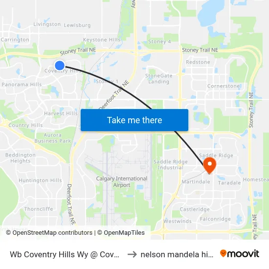 Wb Coventry Hills Wy @ Coverbrook Gr NE to nelson mandela high school map