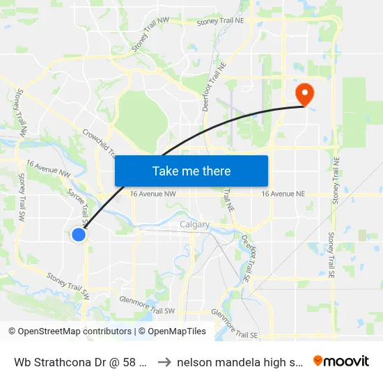 Wb Strathcona Dr @ 58 St SW to nelson mandela high school map