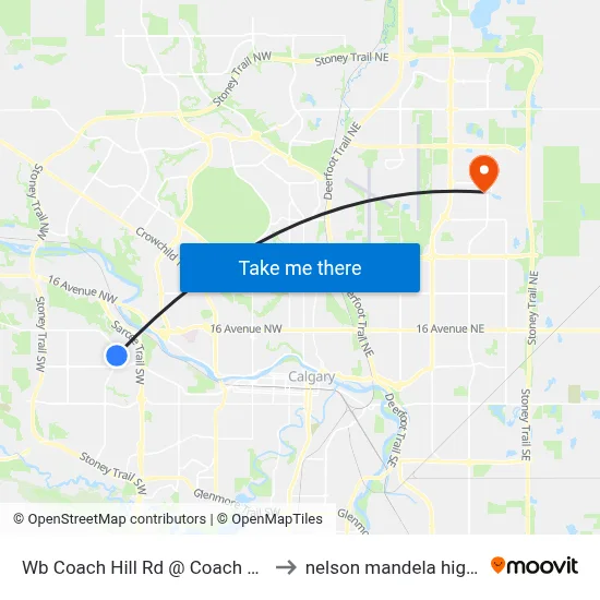 Wb Coach Hill Rd @ Coach Side Rd SW to nelson mandela high school map
