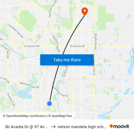 Sb Acadia Dr @ 97 Av SE to nelson mandela high school map