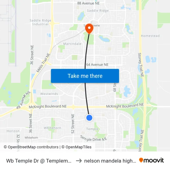 Wb Temple Dr @ Templemont Dr NE to nelson mandela high school map