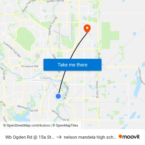 Wb Ogden Rd @ 15a St SE to nelson mandela high school map