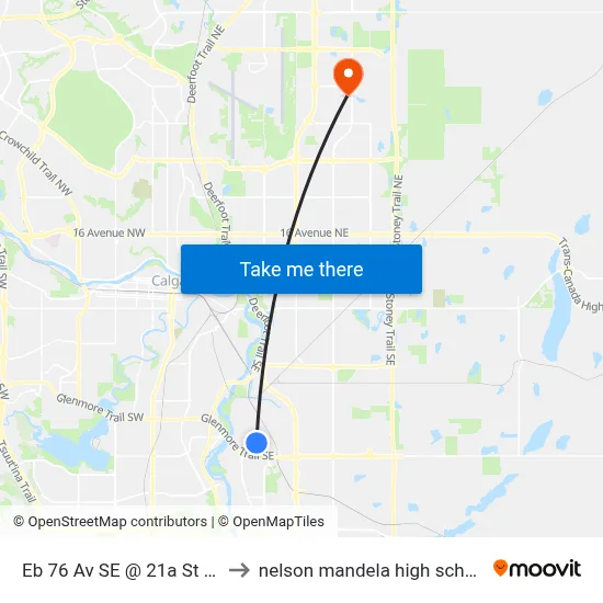 Eb 76 Av SE @ 21a St SE to nelson mandela high school map
