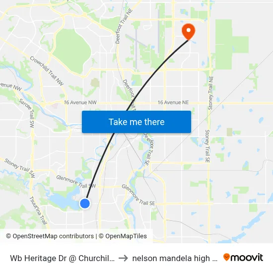 Wb Heritage Dr @ Churchill Dr SW to nelson mandela high school map