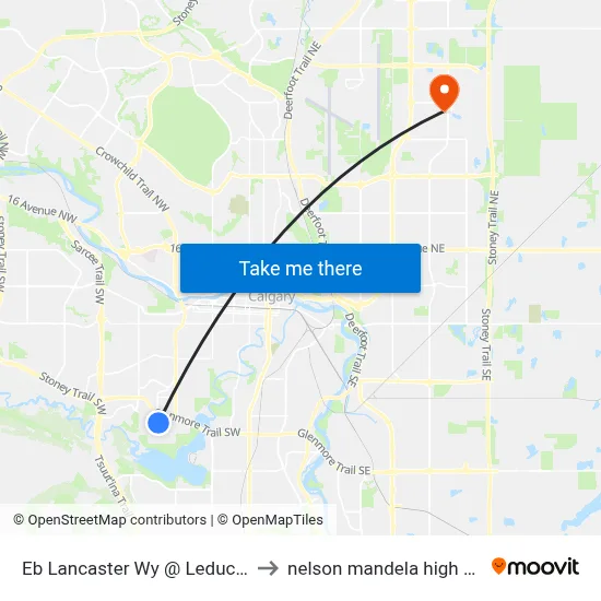 Eb Lancaster Wy @ Leduc Cr SW to nelson mandela high school map
