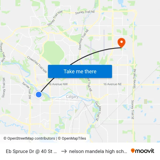 Eb Spruce Dr @ 40 St SW to nelson mandela high school map