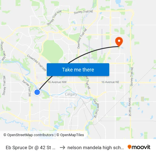 Eb Spruce Dr @ 42 St SW to nelson mandela high school map