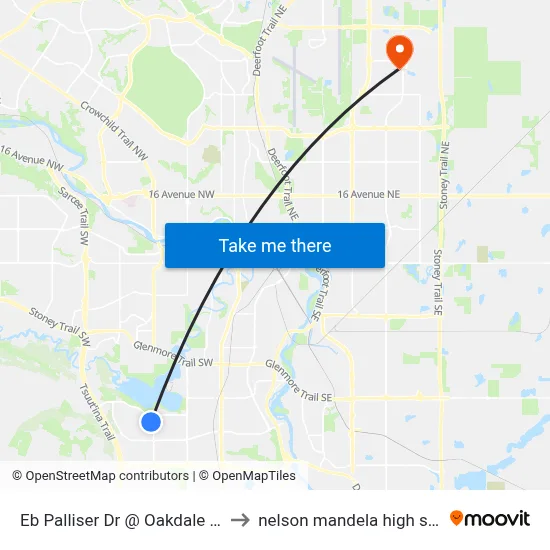 Eb Palliser Dr @ Oakdale Pl SW to nelson mandela high school map