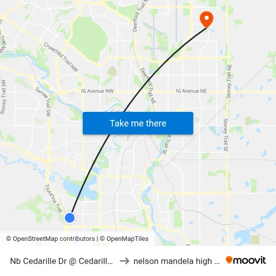 Nb Cedarille Dr @ Cedarille Cr SW to nelson mandela high school map