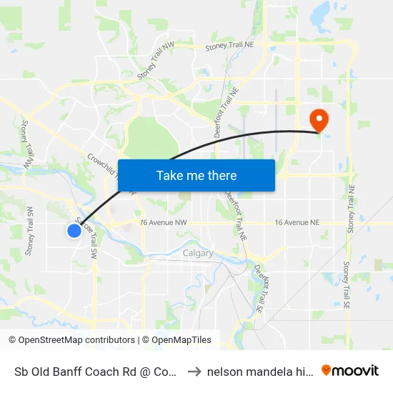 Sb Old Banff Coach Rd @ Coach Hill Rd SW to nelson mandela high school map