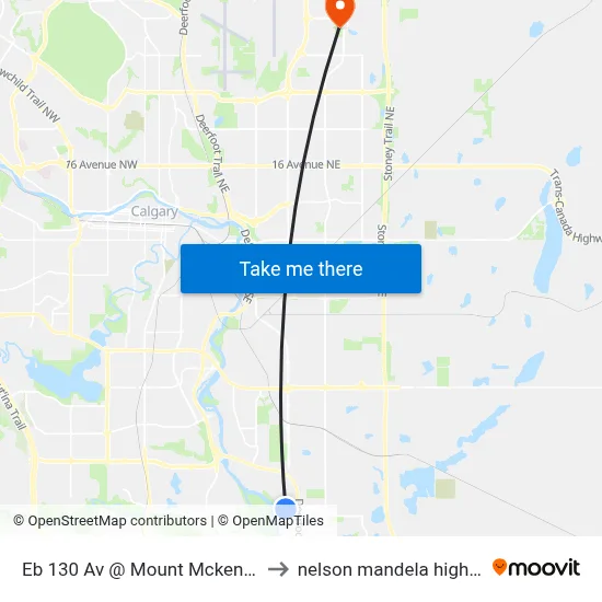 Eb 130 Av @ Mount Mckenzie Dr SE to nelson mandela high school map