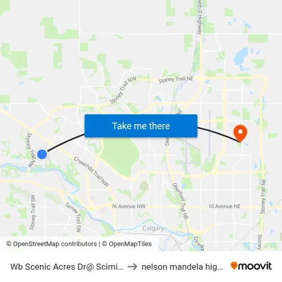 Wb Scenic Acres Dr@ Scimitar Pt NW to nelson mandela high school map