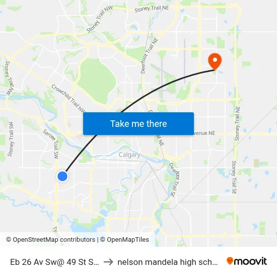 Eb 26 Av Sw@ 49 St SW to nelson mandela high school map