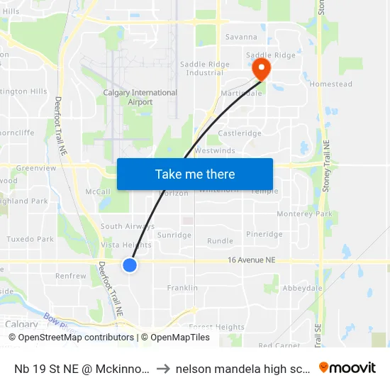 Nb 19 St NE @ Mckinnon Dr to nelson mandela high school map