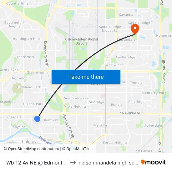 Wb 12 Av NE @ Edmonton Tr to nelson mandela high school map