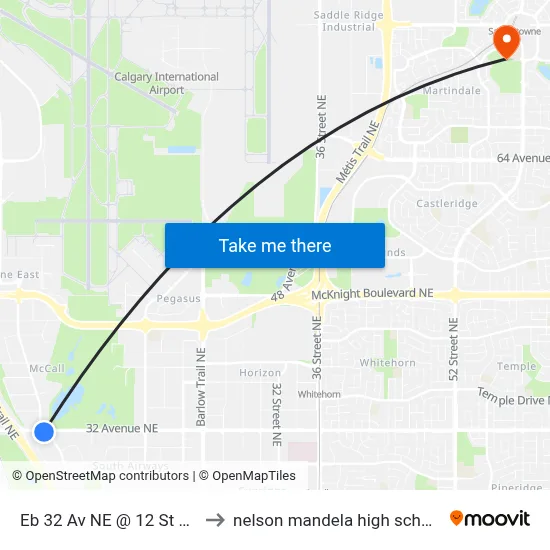Eb 32 Av NE @ 12 St NE to nelson mandela high school map