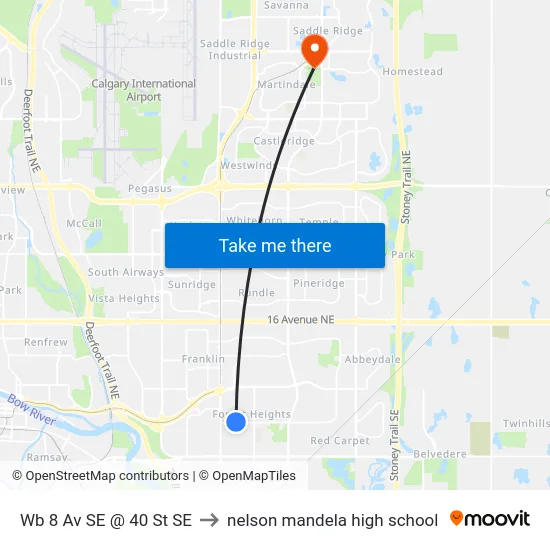 Wb 8 Av SE @ 40 St SE to nelson mandela high school map