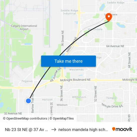 Nb 23 St NE @ 37 Av NE to nelson mandela high school map
