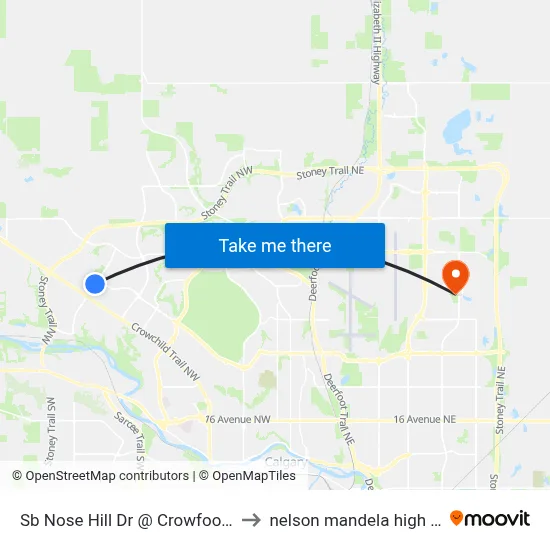 Sb Nose Hill Dr @ Crowfoot Rd NW to nelson mandela high school map