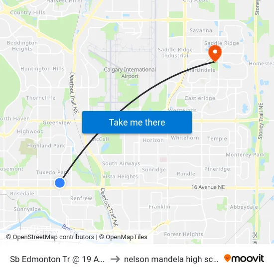 Sb Edmonton Tr @ 19 Av NE to nelson mandela high school map