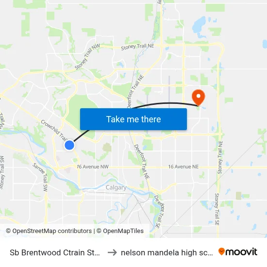 Sb Brentwood Ctrain Station to nelson mandela high school map