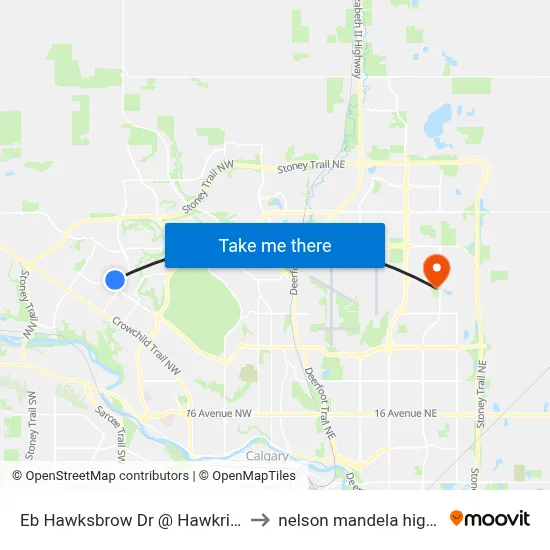 Eb Hawksbrow Dr @ Hawkridge Pl NW to nelson mandela high school map