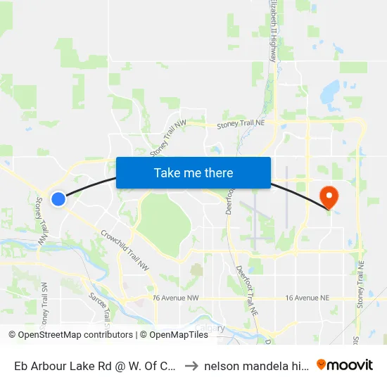 Eb Arbour Lake Rd @ W. Of Crowfoot Ri NW to nelson mandela high school map