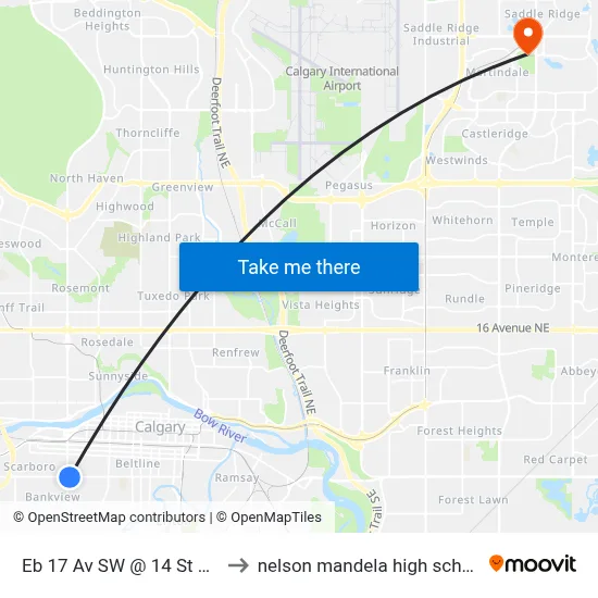 Eb 17 Av SW @ 14 St SW to nelson mandela high school map