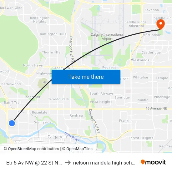 Eb 5 Av NW @ 22 St NW to nelson mandela high school map