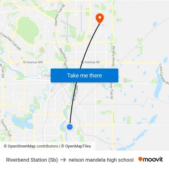 Riverbend Station (Sb) to nelson mandela high school map