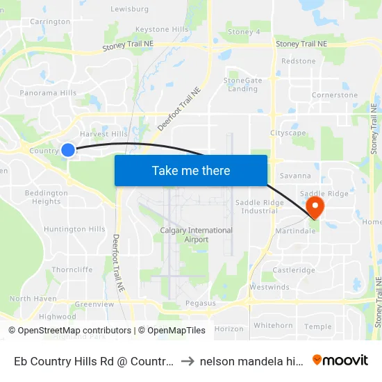 Eb Country Hills Rd @ Country Hills Ld NW to nelson mandela high school map