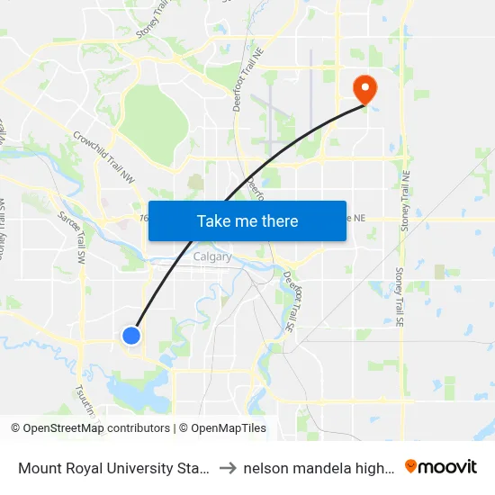 Mount Royal University Station (Sb) to nelson mandela high school map