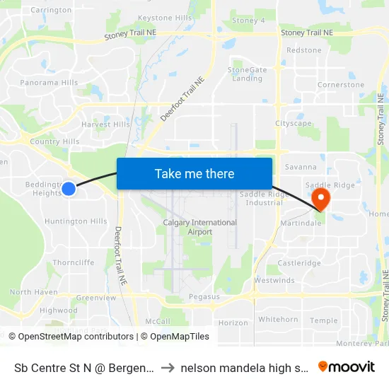 Sb Centre St N @ Bergen Rd N to nelson mandela high school map
