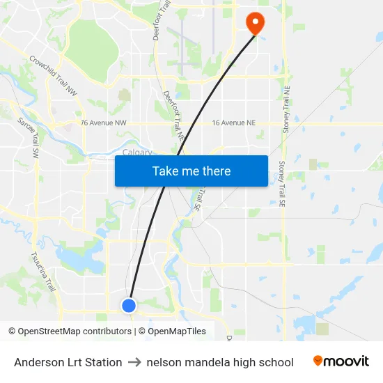 Anderson Lrt Station to nelson mandela high school map
