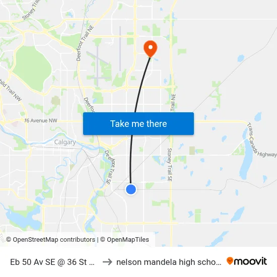 Eb 50 Av SE @ 36 St SE to nelson mandela high school map