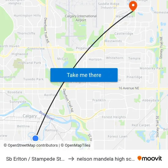Sb Erlton / Stampede Station to nelson mandela high school map