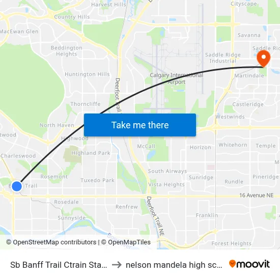 Sb Banff Trail Ctrain Station to nelson mandela high school map