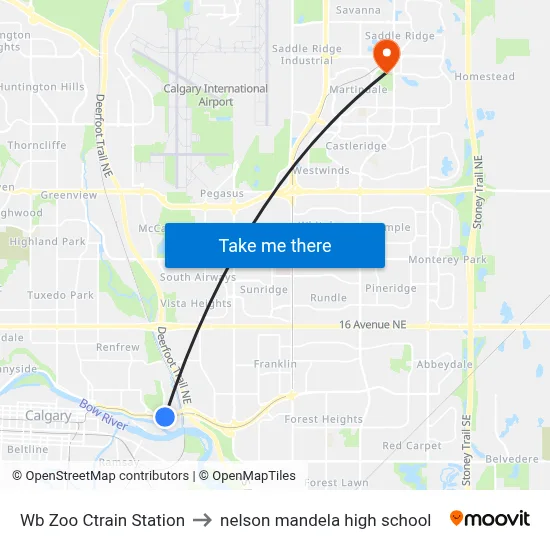 Wb Zoo Ctrain Station to nelson mandela high school map