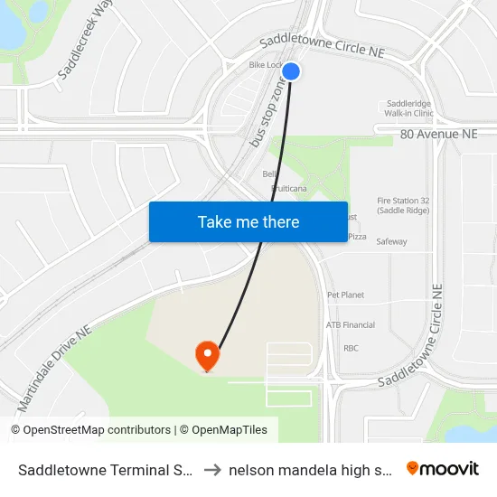 Saddletowne Terminal Stop A to nelson mandela high school map