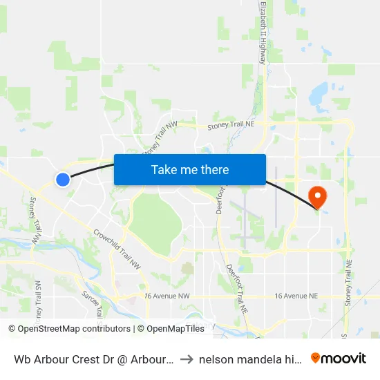 Wb Arbour Crest Dr @ Arbour Butte Rd NW to nelson mandela high school map