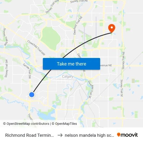 Richmond Road Terminal Sb to nelson mandela high school map