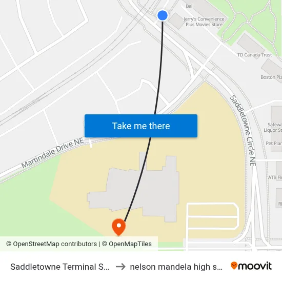 Saddletowne Terminal Stop G to nelson mandela high school map