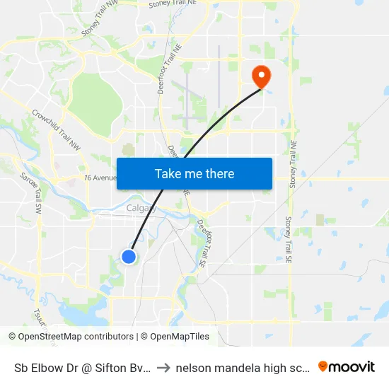 Sb Elbow Dr @ Sifton Bv SW to nelson mandela high school map