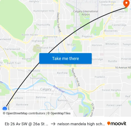 Eb 26 Av SW @ 26a St SW to nelson mandela high school map