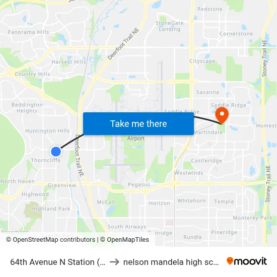 64th Avenue N Station (Sb) to nelson mandela high school map