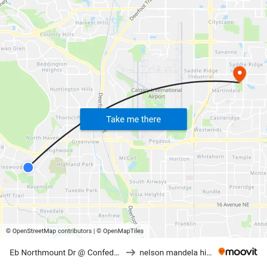 Eb Northmount  Dr @ Confederation VI NW to nelson mandela high school map