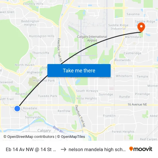 Eb 14 Av NW @ 14 St NW to nelson mandela high school map